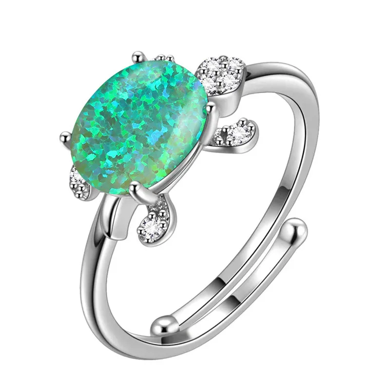 Радужный огненный опал морская черепаха регулируемое кольцо классический