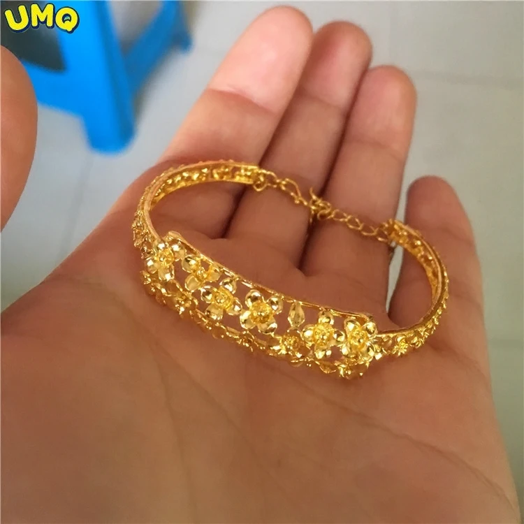 

Модный новый магазин, браслет из чистого 24-каратного золота с имитацией одного и того же цветка, женское Ювелирное Украшение в европейском с...