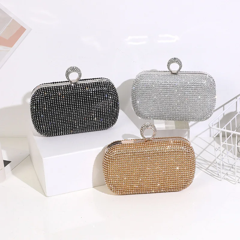 

Rhinestone Clutch Purse Ladies Gleaming Banquet Dinner Bags Woman Small Gold Party Clutches Crystal Evening Bag