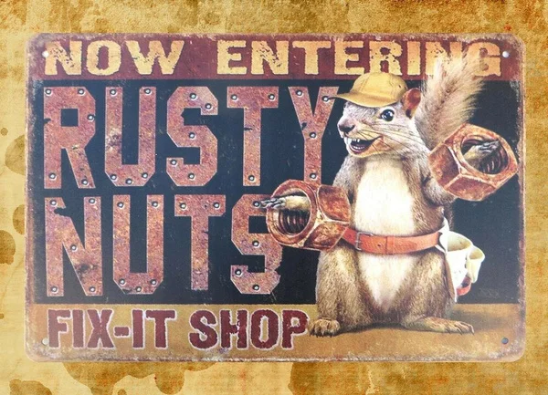 

Rusty Nuts Fix-it Shop rustic man cave tin sign Metal Signs metal wall art