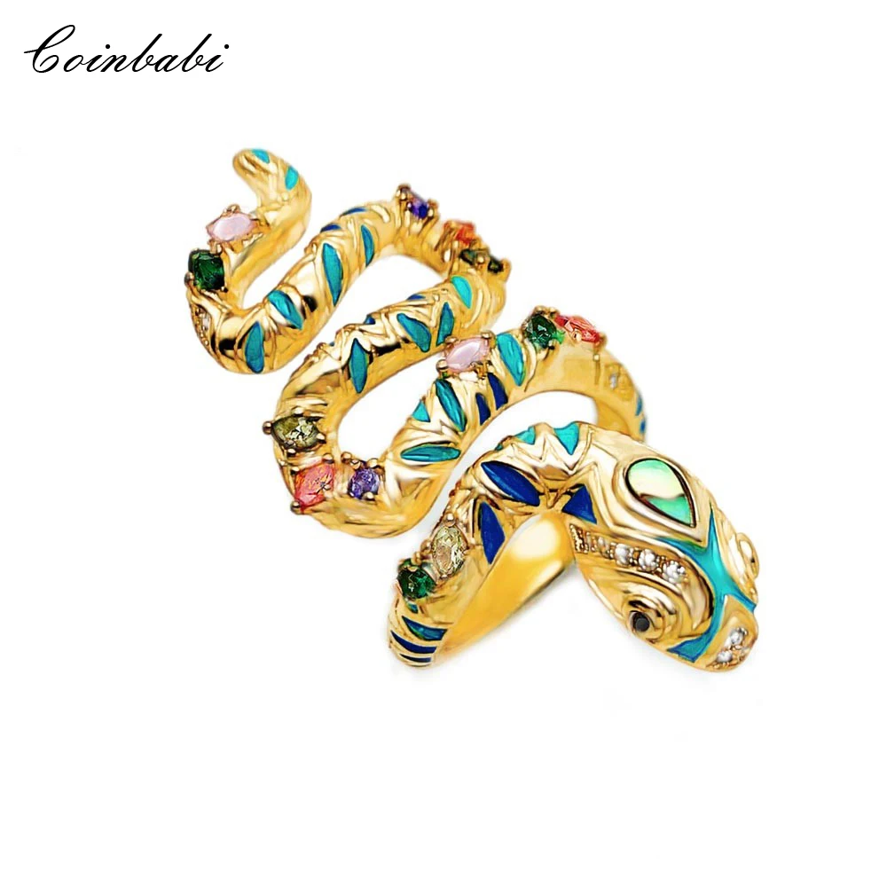 

Pave Ring Golden Snake In 925 Sterling Silver Colorful Stones Resizable Brand New Fine Women Jewerly Europe Style Bijoux Gift