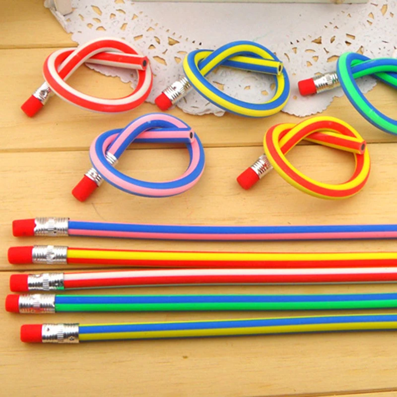 

5pcs Creative Bendy Soft Pencil with Eraser Kawaii Flexible Pencils for School Korean Stationery Children Gift Office Supplies