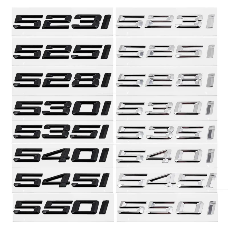 

gloss black silver for BMW 520i 523i 525i 528i 530i 535i 540i 550i E34 E39 E60 E61 F10 Letter Sticker Emblem Decals