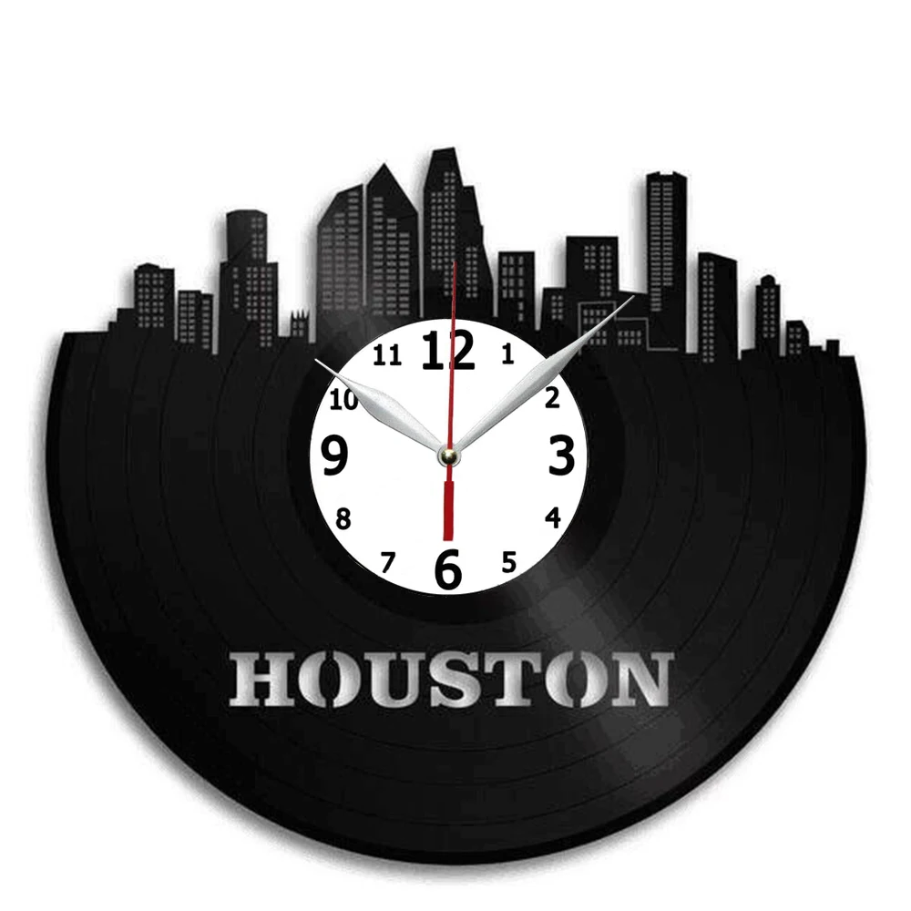 

Виниловые Настенные часы с изображением пейзажа Хьюстона-уникальный Декор для дома или офиса-Лучшие идеи для подарков