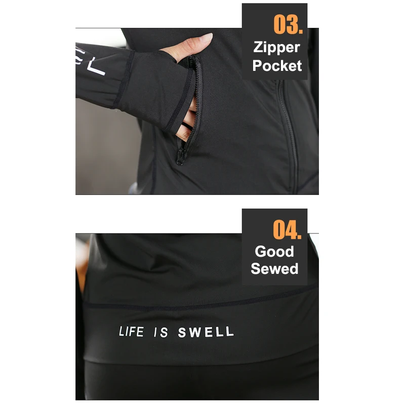 Women Thin Slim Sport Hoodies Zipper Running Jackets Quick Dry Long Sleeve Thumb Hole Yoga Tops Gym Workout Fitness Hooded Coat