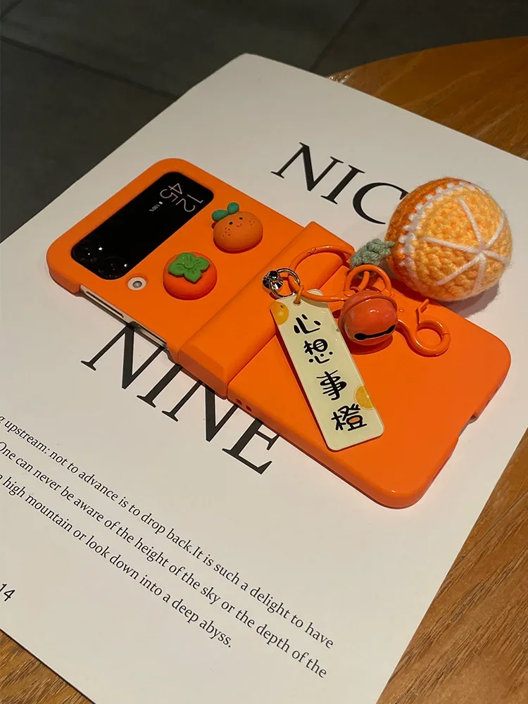 Чехол для Samsung Galaxy Z Flip 3 4 5 6 zflip4 защитный чехол с милым кулоном и улыбающимся