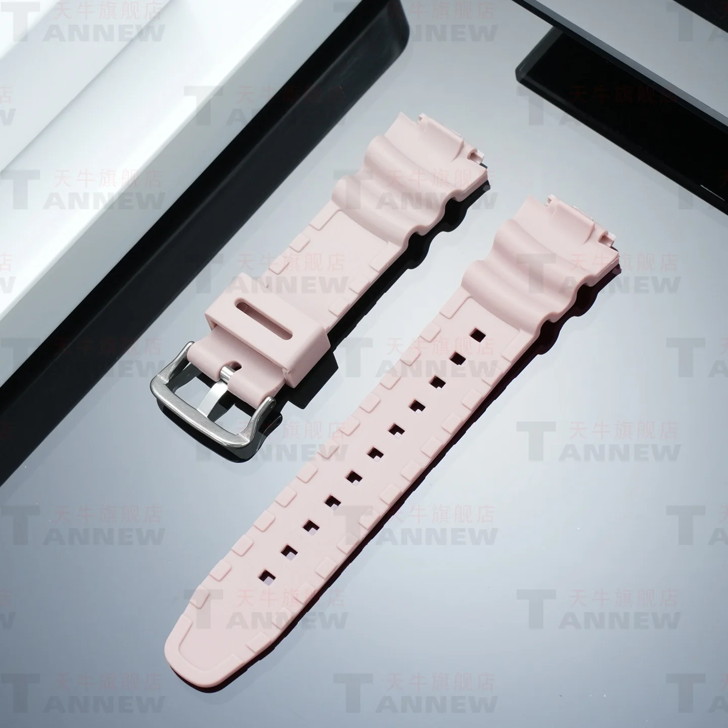 Фото Для Casio W-218H W-218HC AE-1200 SGW-300 SGW-400 MRW-200, розово-кремово-белый силиконовый ремешок для часов, женский сменный ремешок. №3