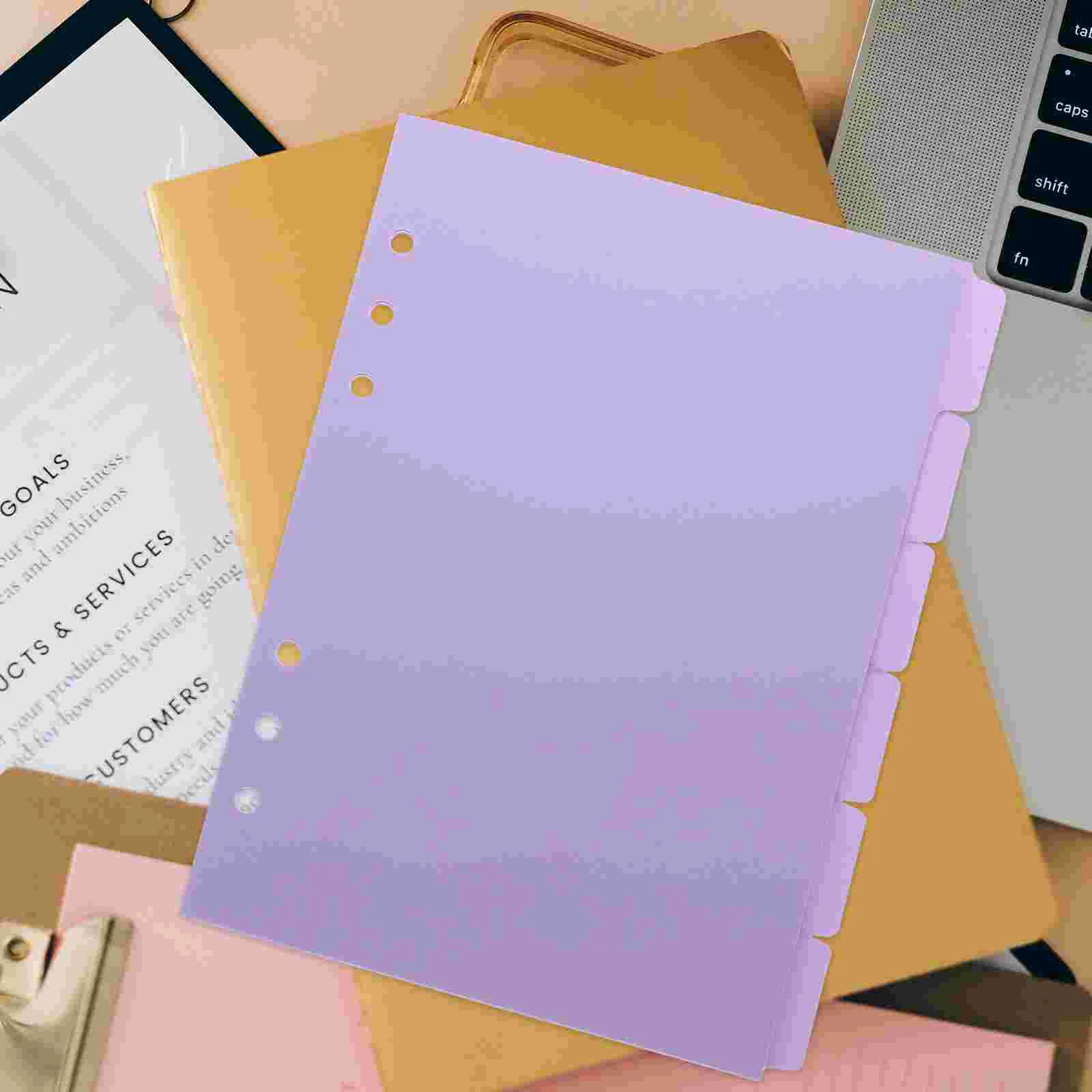 

6Pcs Binder Dividers with Tabs Office Paper Sheet Protectors 6-hole Page Dividers Folder