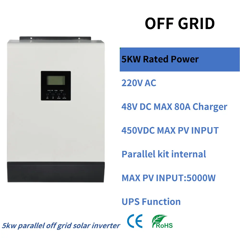

5KVA Pure Sine Wave Hybrid Solar Inverter 48V 220V Built-in MPPT 80A Solar Charge Controller and AC Charger for Home Use PS-5K