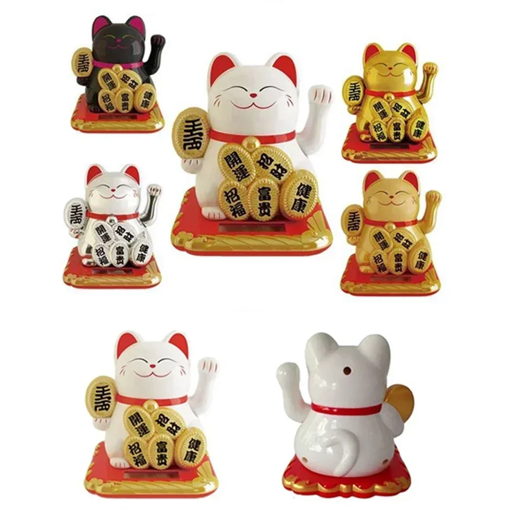 Манеки Неко на солнечной энергии счастливый кот приветствующий китайский
