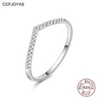 ccfjoyas 100 real 925 sterling silver white zircon thin rings for women simple geometric wedding party fine jewelry