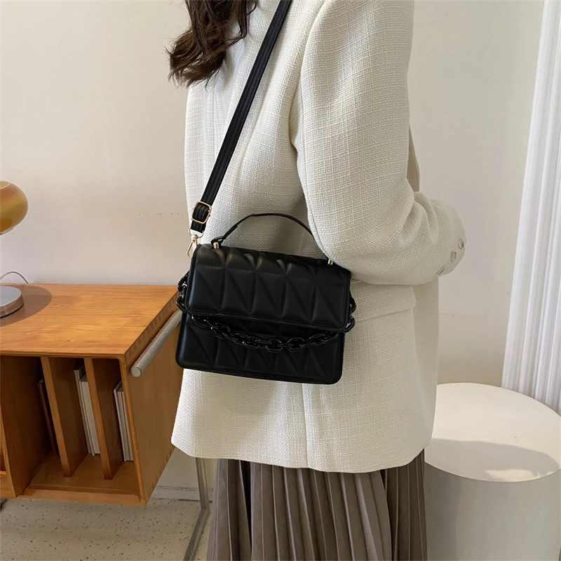 Fashion High-end Women's Shoulder Bag All-match Chain PU Leather Shopping Bag 2023 New Trend Buckle Handbags Dropshipping
