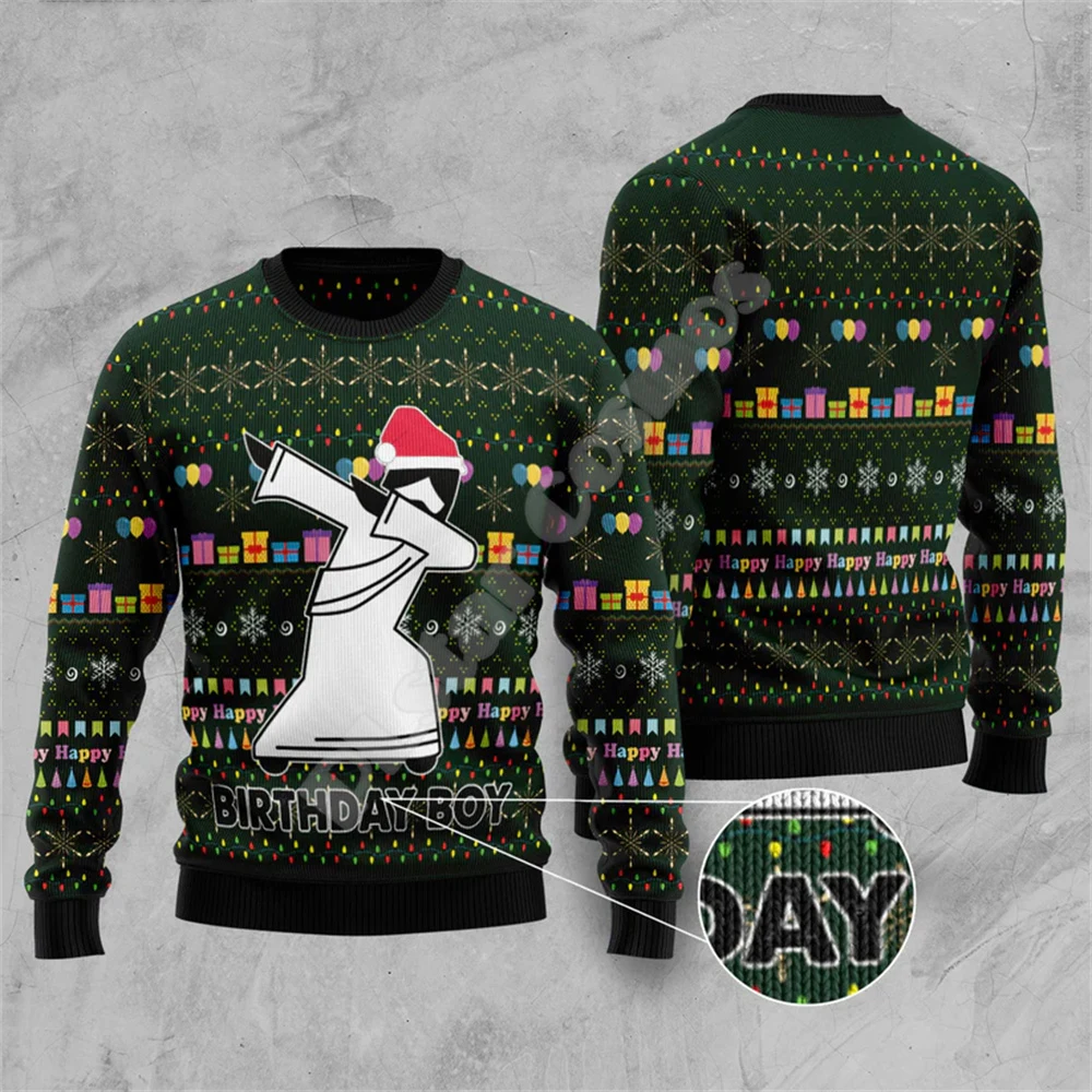 Рождественский свитер с рисунком рождественской елки Санта Клауса тату животных