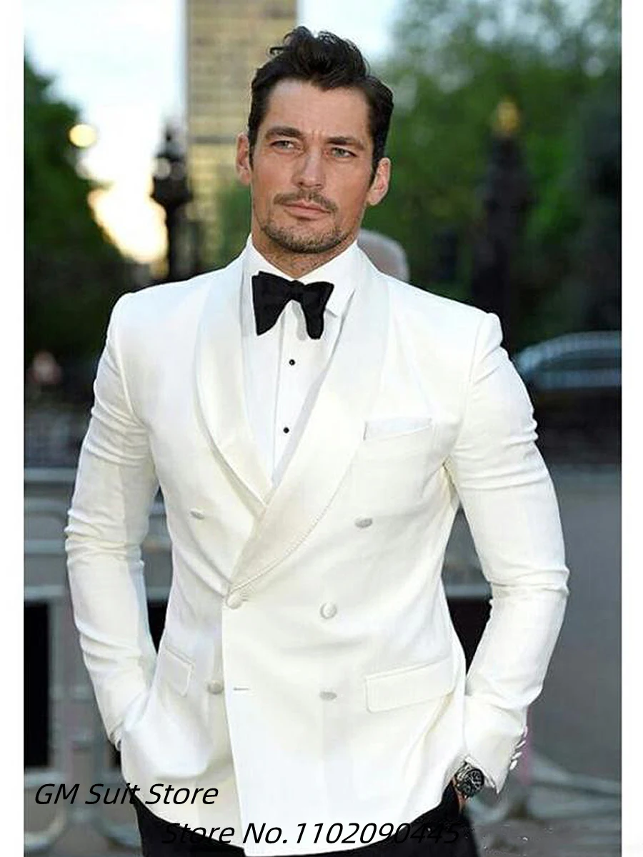 Mens Suits  Double Breasted Formal Business Groom Tuxedos Groomsmen Wedding Party Dinner Set Best Man Suits (Coat+Pants)