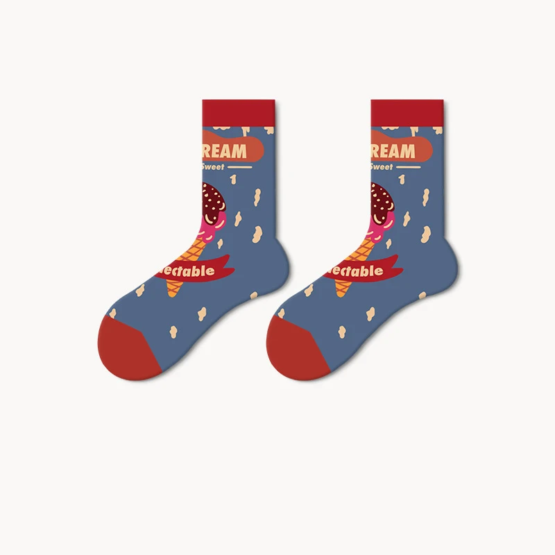 5 Pairs Medium Tube Socks French Oil Painting Popular European and American Street Retro Couple Socks Cotton Socks Women's Boots