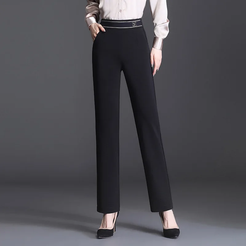 

Autumn and Winter Black Straight Pants Women's 2022 New High Waist Elastic Elastic Trousers Fashion Korean Casual Pants