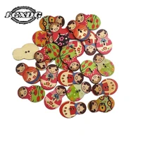 50pcslot mixed colors wooden buttons for crafts scrapbooking accessories matryoshka design fashion vintage buttons for clothing