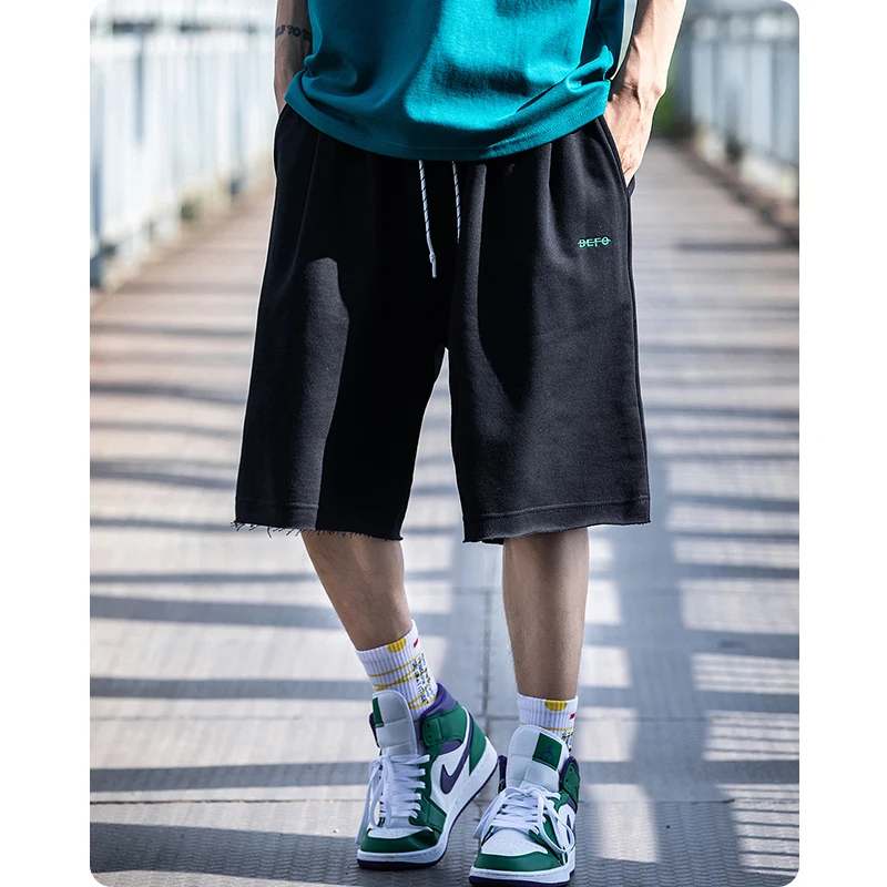 

Шорты мужские махровые в стиле Харадзюку, уличная одежда в стиле хип-хоп, спортивные, повседневные Прямые баскетбольные штаны оверсайз с ку...