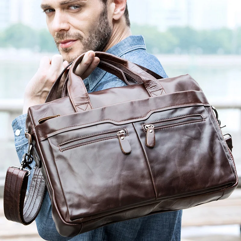 Men's Leather Handbag Men's Bag Genuine Leather Messenger Bag Men Leather Laptop Bags Shoulder Bags For Men New 2023