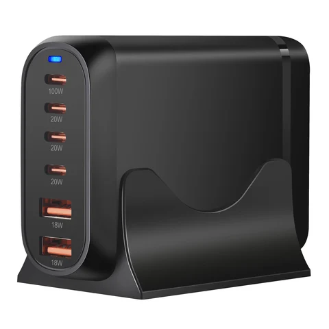 Настольное Зарядное Устройство GaN Мощностью 200 Вт, 6 Портов USB Type C PD, Быстрая Зарядка 3.0