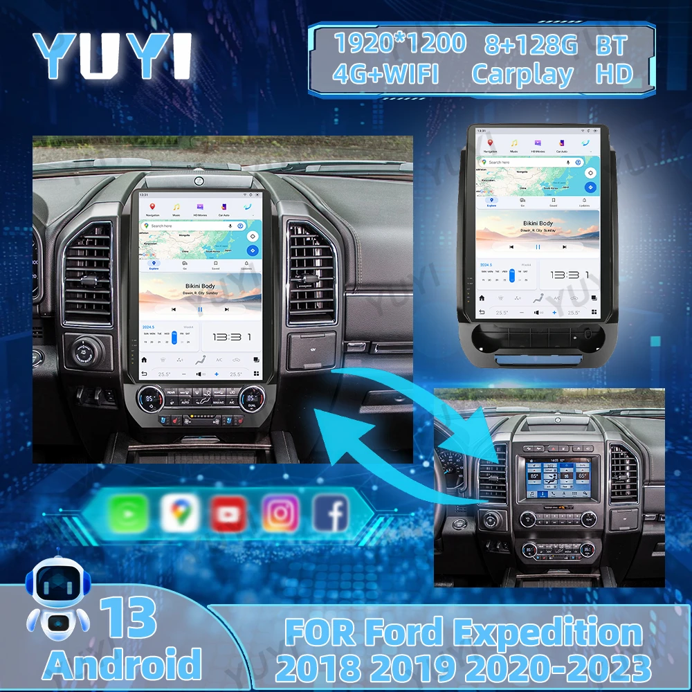14 4-дюймовый автомобильный радиоприемник Android 13 для Ford Expedition 2018-2023 авто