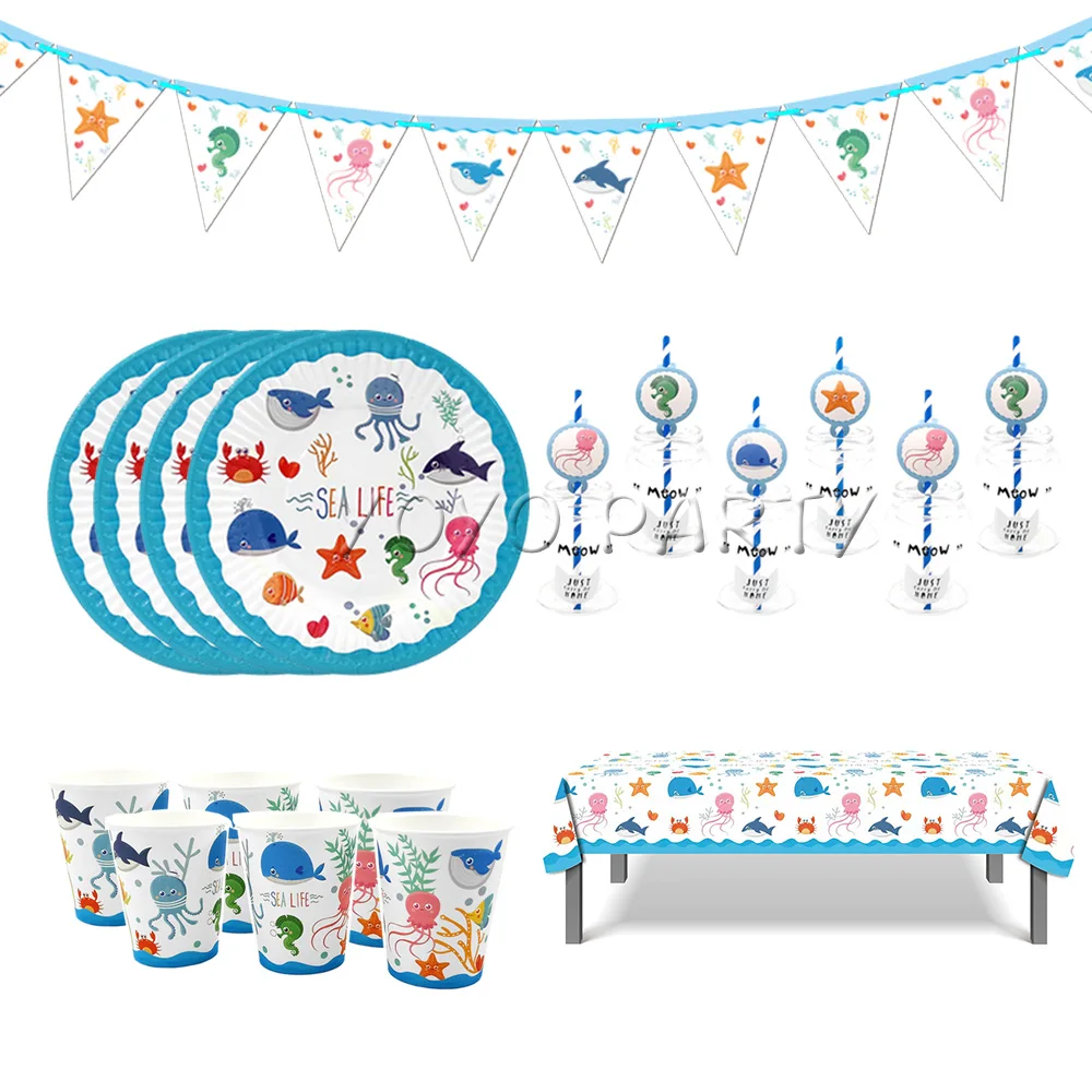 Для детского дня рождения Морские обитатели товары для вечерние одноразовая