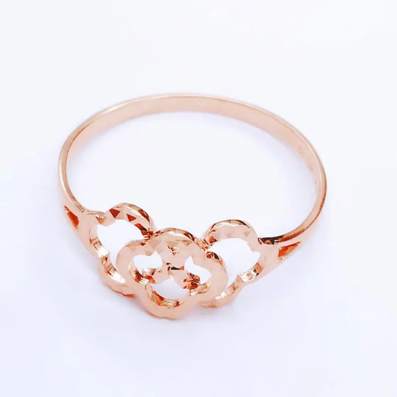 Новинка 585, позолоченные кольца из розового золота 14 карат с прорезями и блестящими цветами, изысканные свадебные украшения, подарок