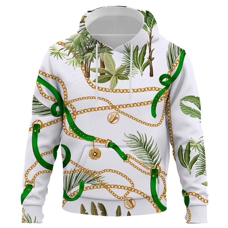 

2022 New Gold chain pattern Hoodie Men Sweatshirt Lounge Wear Fashion Hooded 3D Streetwear Men Clothing