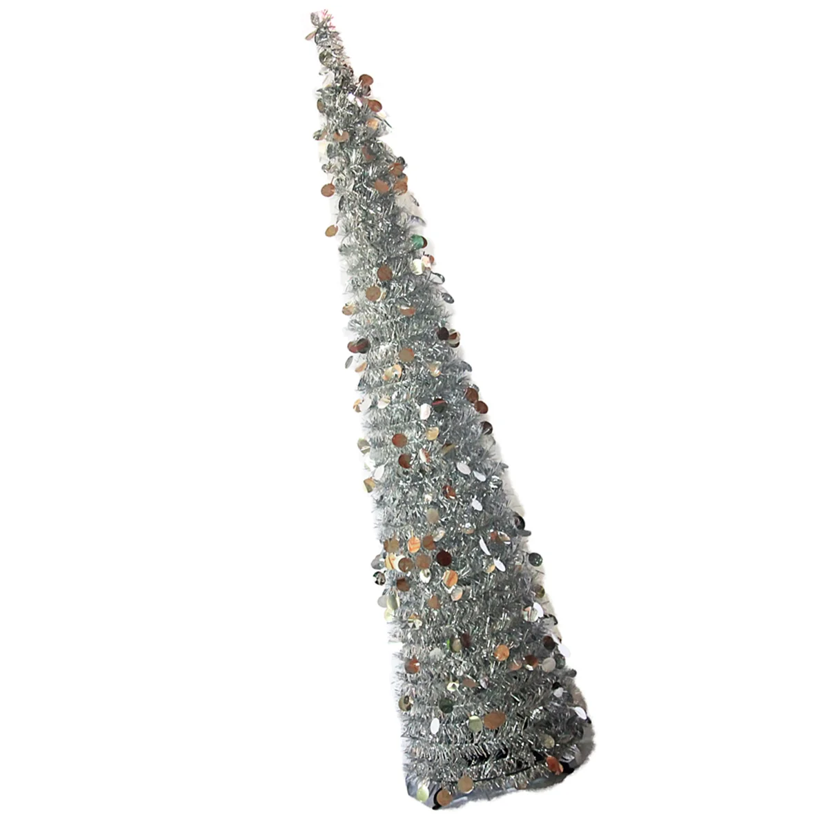 

Tinsel Christmas Tree: Collapsible Xmas Trees Silver Sequin Glitter Holiday Tree for Small Spaces Apartment Fireplace Party