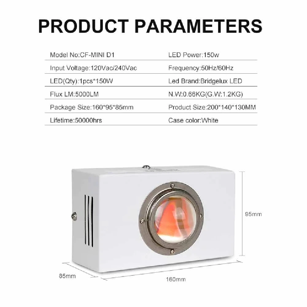 Фото COB LED Grow Light Полный спектр 150 Вт 3000 К 3500 К 5000 К 85-265 В Светодиодная лампа для выращивания растений для комнатной палатки Теплицы Гидропонные растения №1
