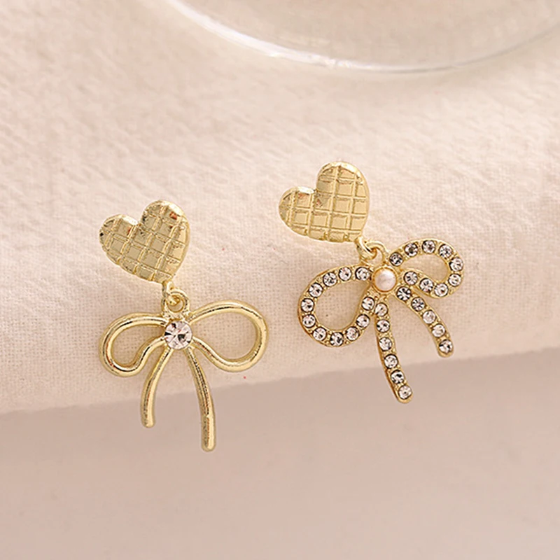 

серьги 2022 Trendy Exquisite Simple Zircon Bow Stud Earrings For Women Girls Streetwear Party Gift сережки женские