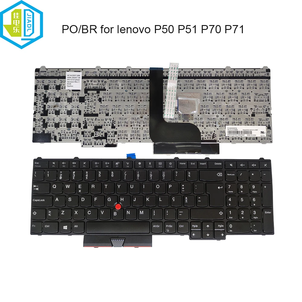 

New PT-BR Portuguese fit Brazilian keyboard for Lenovo ThinkPad P50 20EN/20EQ P70 P51 P71 01HW263 Portugal trackpoint keyboards
