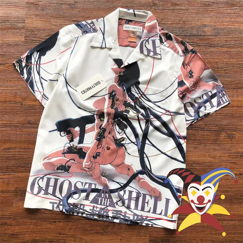 

Рубашки Wacko Maria для мужчин и женщин, гавайская пляжная рубашка с коротким рукавом и мультяшным рисунком