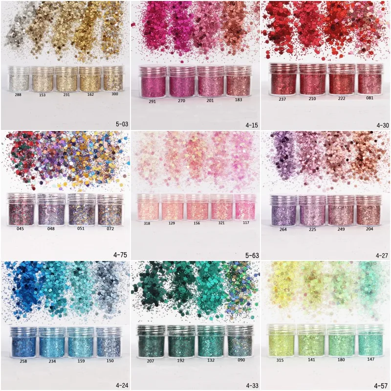 Nail Art Glitter 3D MIX Color Nail Glitter Powder Sequins Powder Confetti Nail Sequin Lentejuelas Para Manualidades 5boxes/Set
