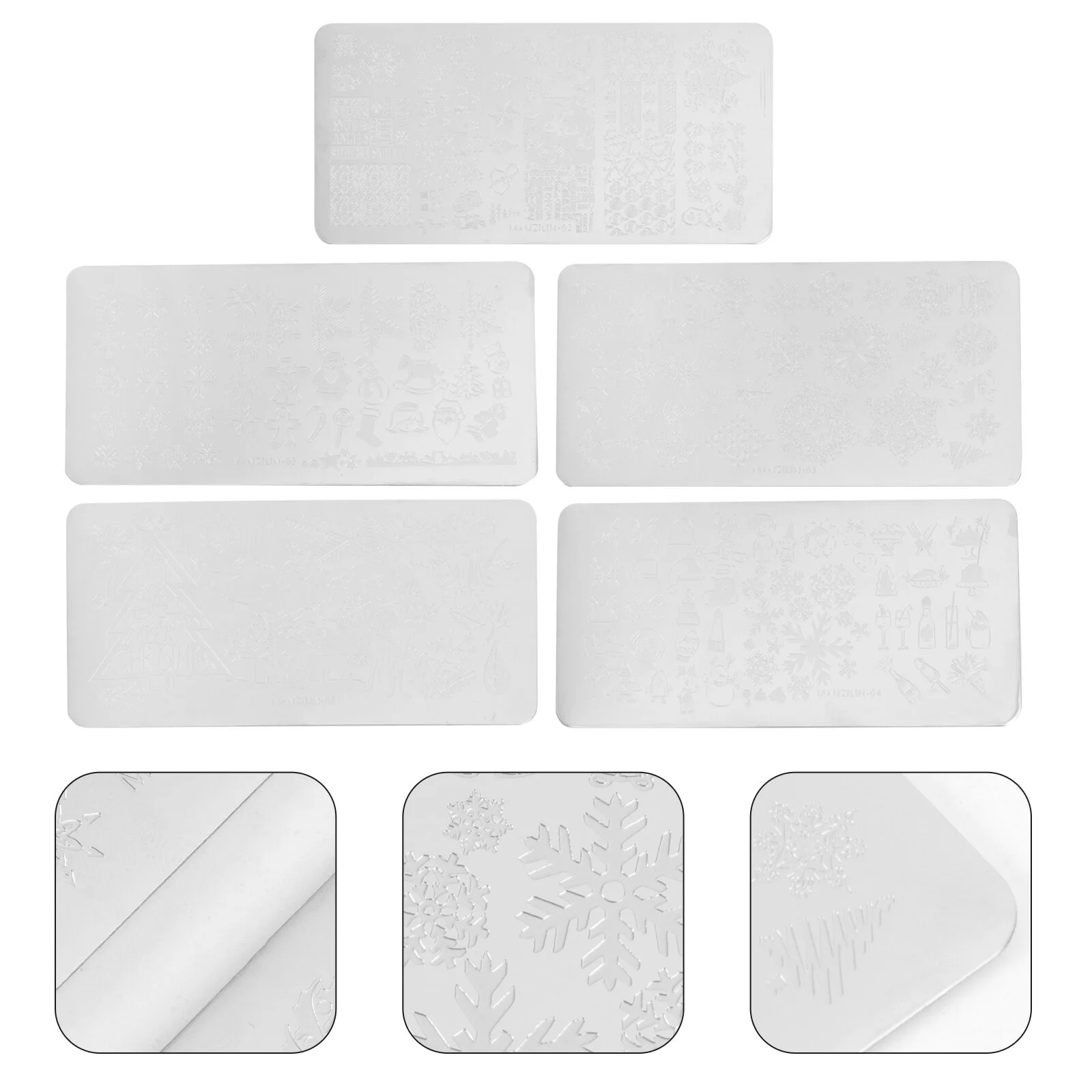 

5Pcs Christmas Nail Plates Nail Stamping Templates Snowman Snowflake Elk Pattern Plates Stamp Templates Stamping for nails