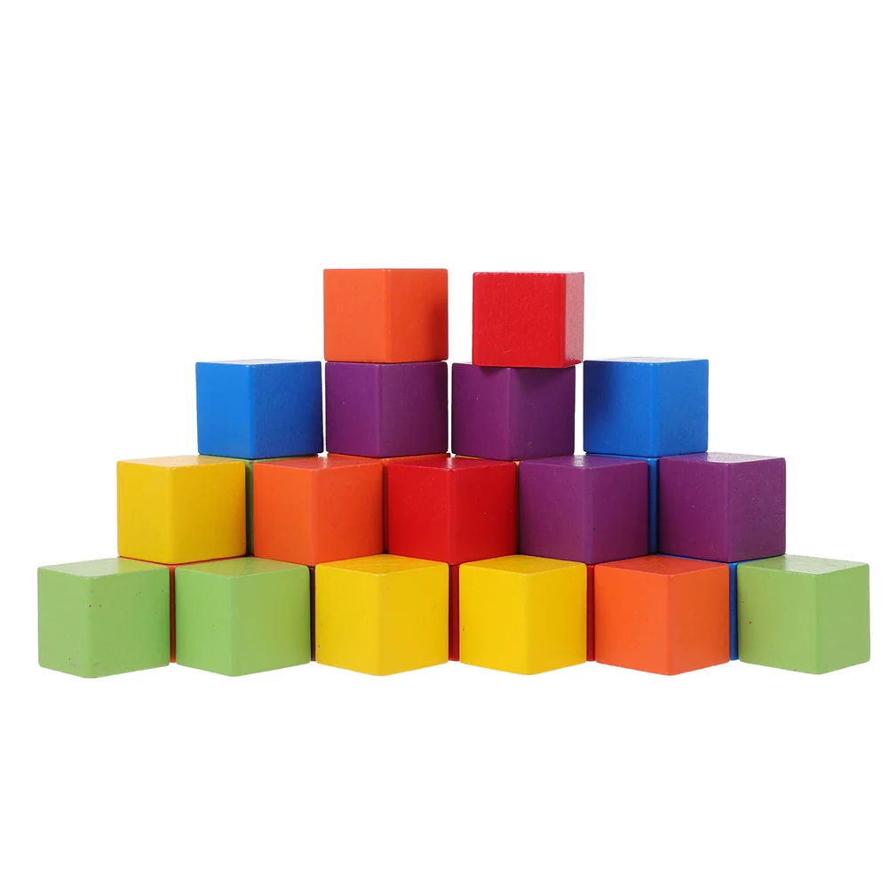 

60pcs Colorful Wooden Building Blocks Square Cube Blocks Teaching Aids