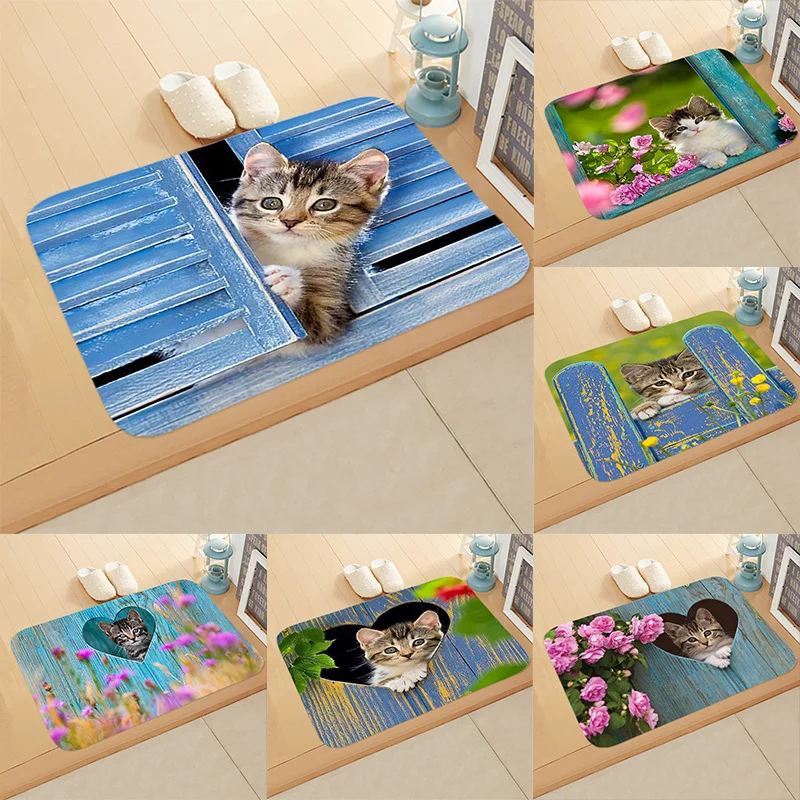 Домашний мягкий ковер для входной двери с рисунком кошки и котенка - купить по