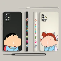 anime cute crayon shin chan for samsung galaxy a73 a53 a33 a52 a32 a22 a71 a51 a21s a03s a50 4g 5g liquid left rope phone case