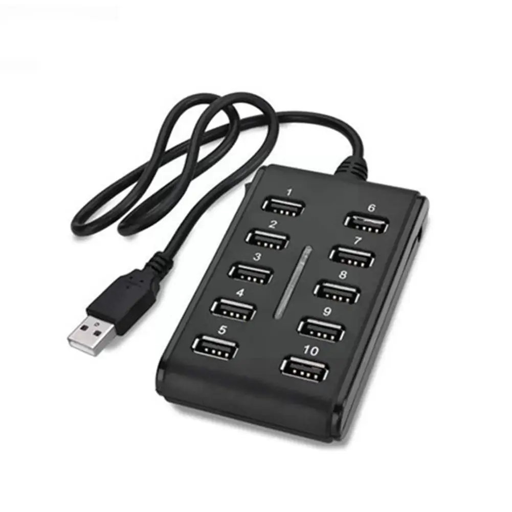 

High Speed 480 Mbps Usb 2.0 Hub 10 Ports Multi Personal Computer Usb Hub Portable Usb Splitter For Pc Laptop W1w4