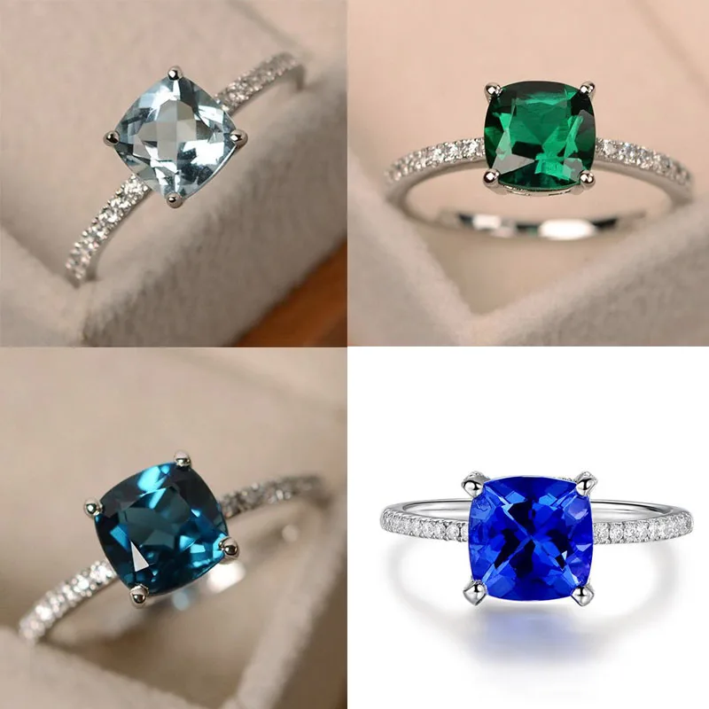 

Classic Engagement Ring for Women Inlaid Cubic Zircon Crystal Rhinestone Metal Ring for Wedding Party Jewelry