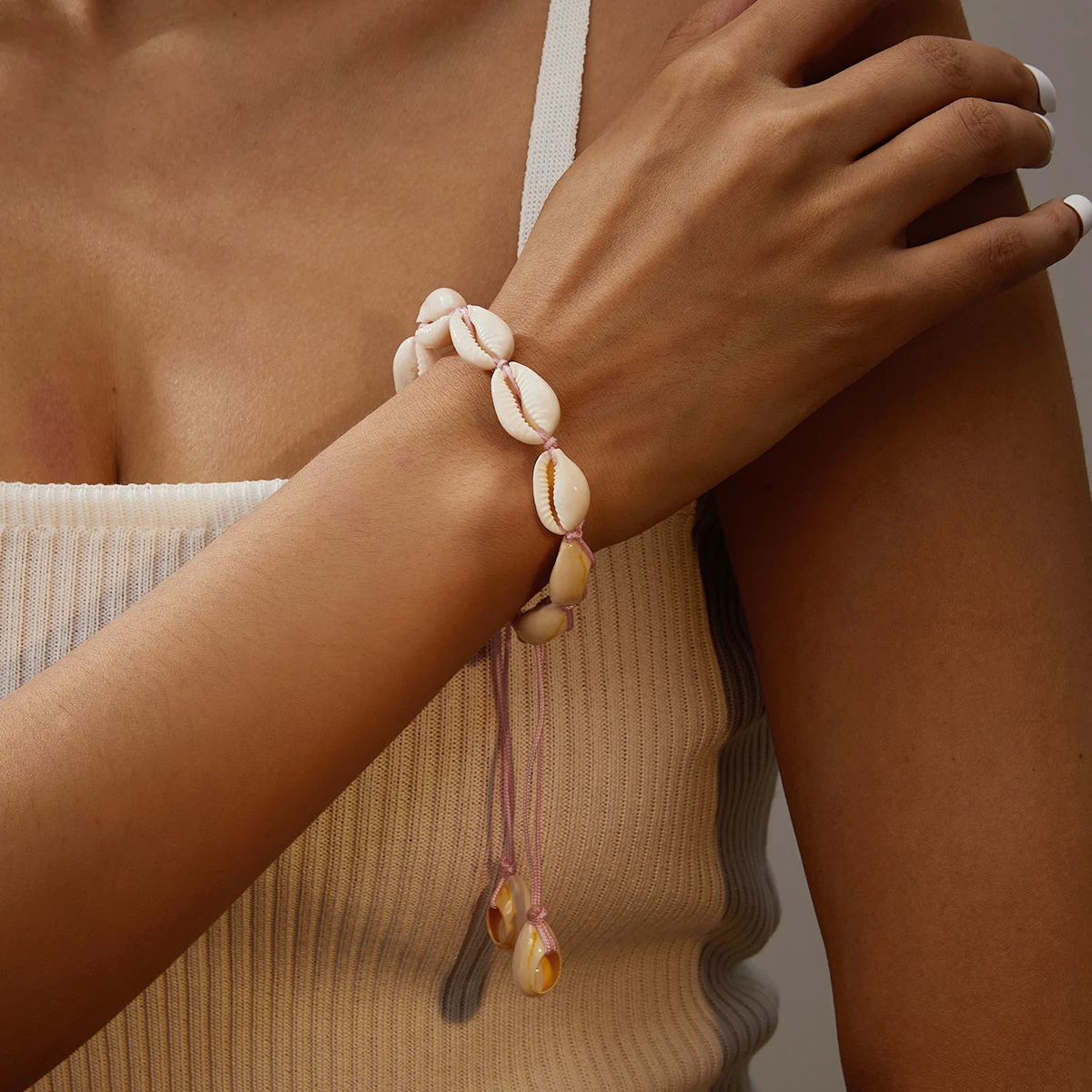 Плетеный браслет в богемном стиле из натуральной ракушки для женщин и девушек