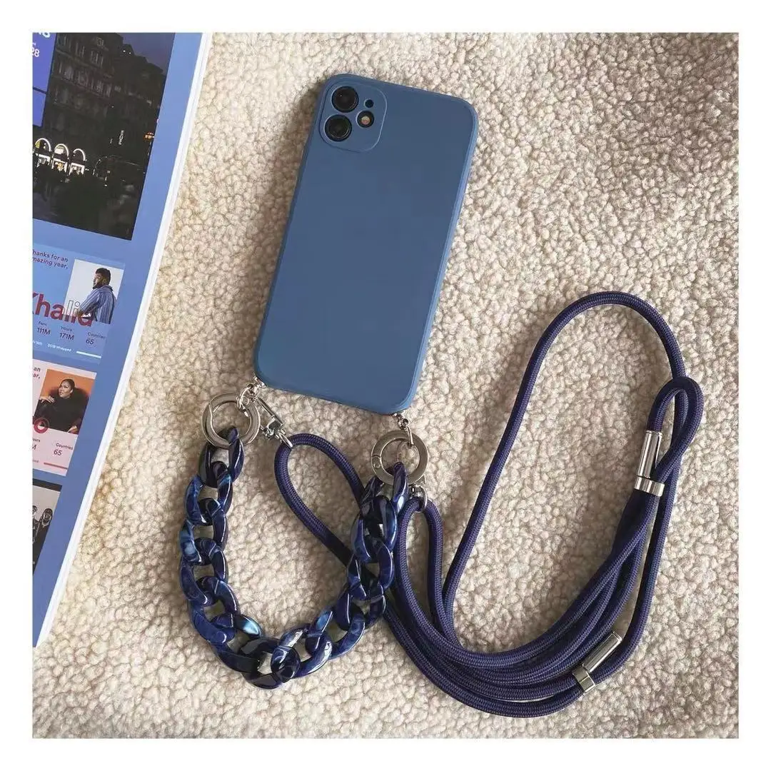 Crossbody Lanyard Necklace Marble chain silicone case For Samsung Galaxy S21 S20 ultra 5G S8 S10 S9 Plus S10 Lite Note 20 8 9 10