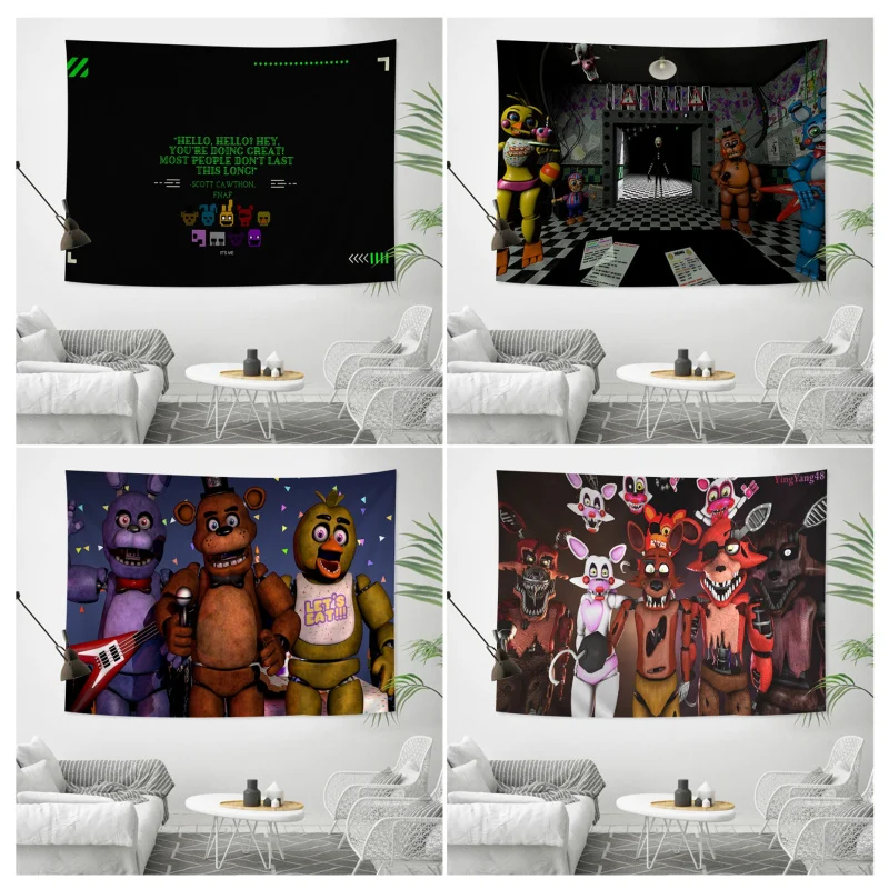 

Fnaf Five-nights-At-Freddys Anime Tapestry Tapestry Art Printing Japanese Wall Tapestry Anime Wall Hanging Home Decor