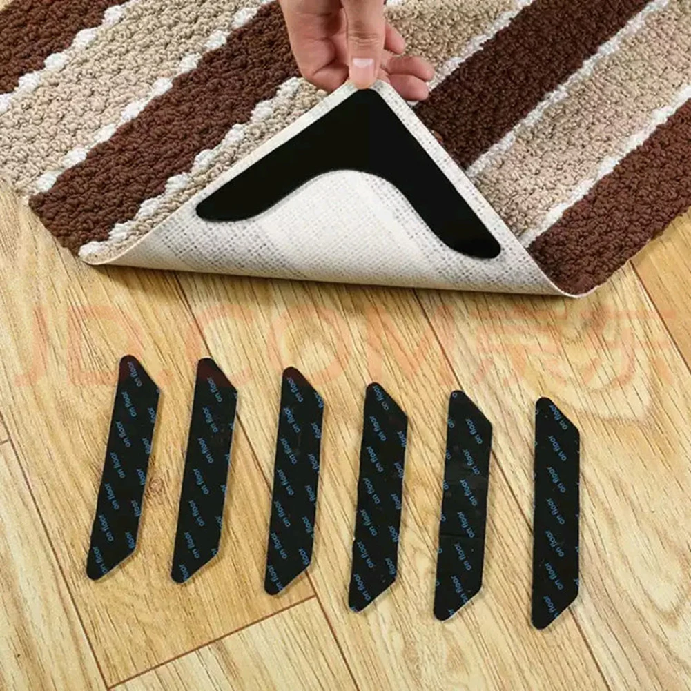 

8pcs Reusable Washable Carpet Pad Fixed Sticker Rug Corners Silicone Anti Slip Tape Gripper for Bath Living Room Home Bedroom