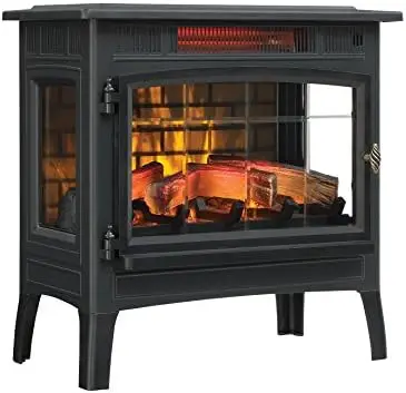 

Infrared Quartz Fireplace Stove with 3D Flame Effect, Black