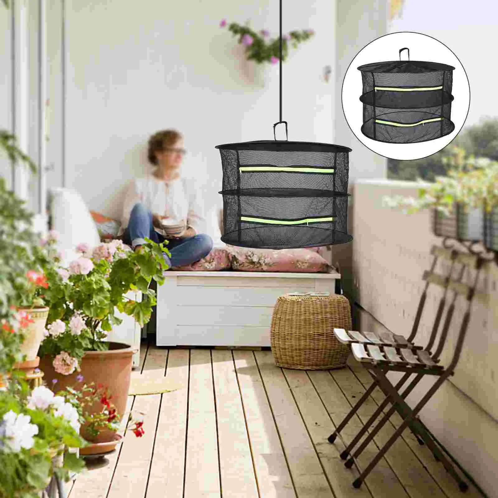 

Hydroponic Plants Food Drying Mesh Hanging Net Garden Hganging Drier Multi Hanger Wet Clothes Storage Rack Basket