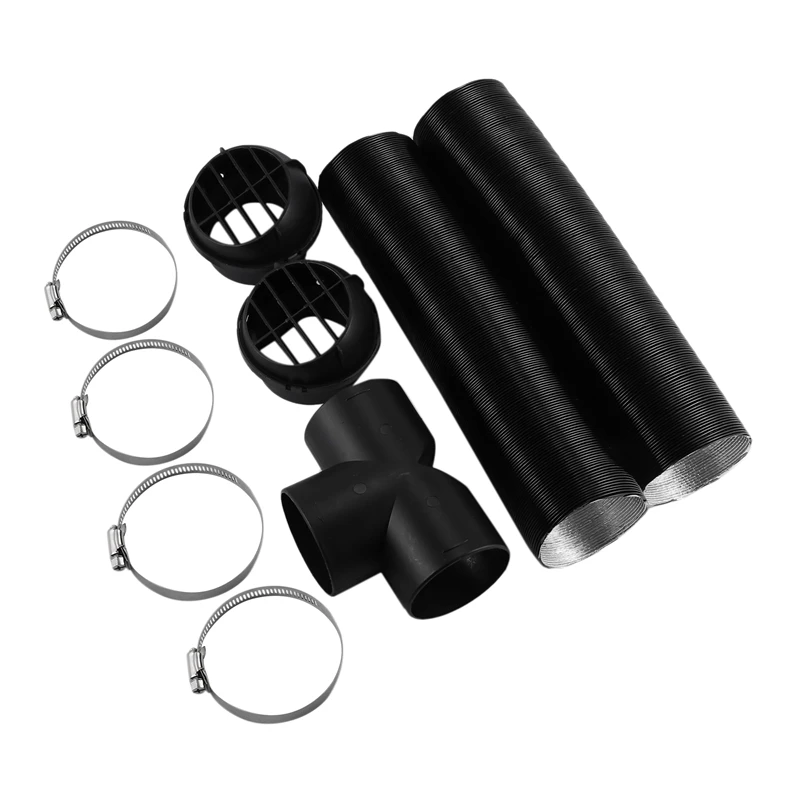 

75mm Car Auto Heater Pipe Duct T Piece Warm Air Outlet Vent Hose Clips Set for Parking Heater Webasto Eberspacher