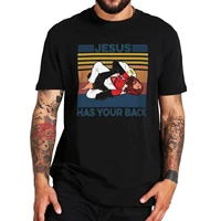 jesus has your back satan vintage tshirt brazilian jiu jitsu fighting martial arts funny t shirt 100 cotton camiseta