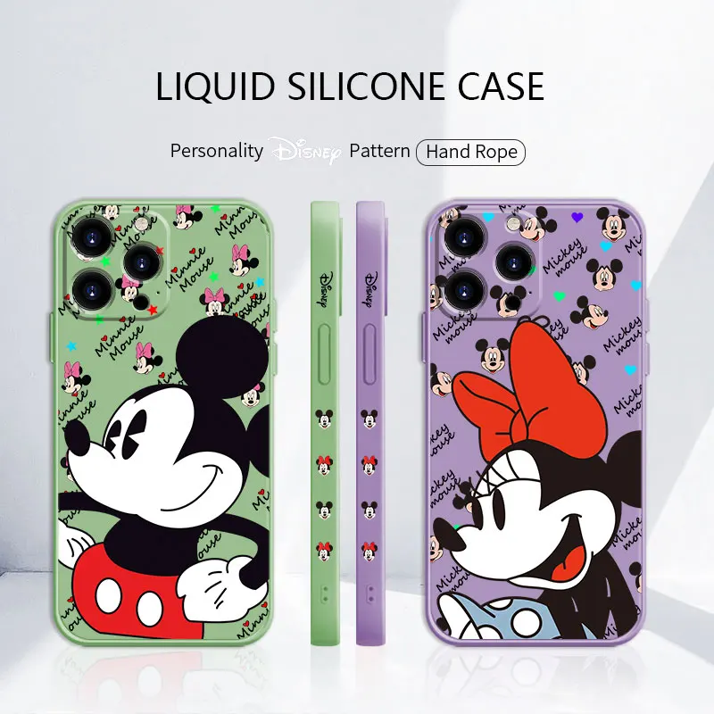 

Disney Mickey Minnie Cartoon Anime Luxury Liquid Case for Apple iPhone 11 12 13 Pro Max 7 8 Plus SE XS 11pro 6 Silicone Print