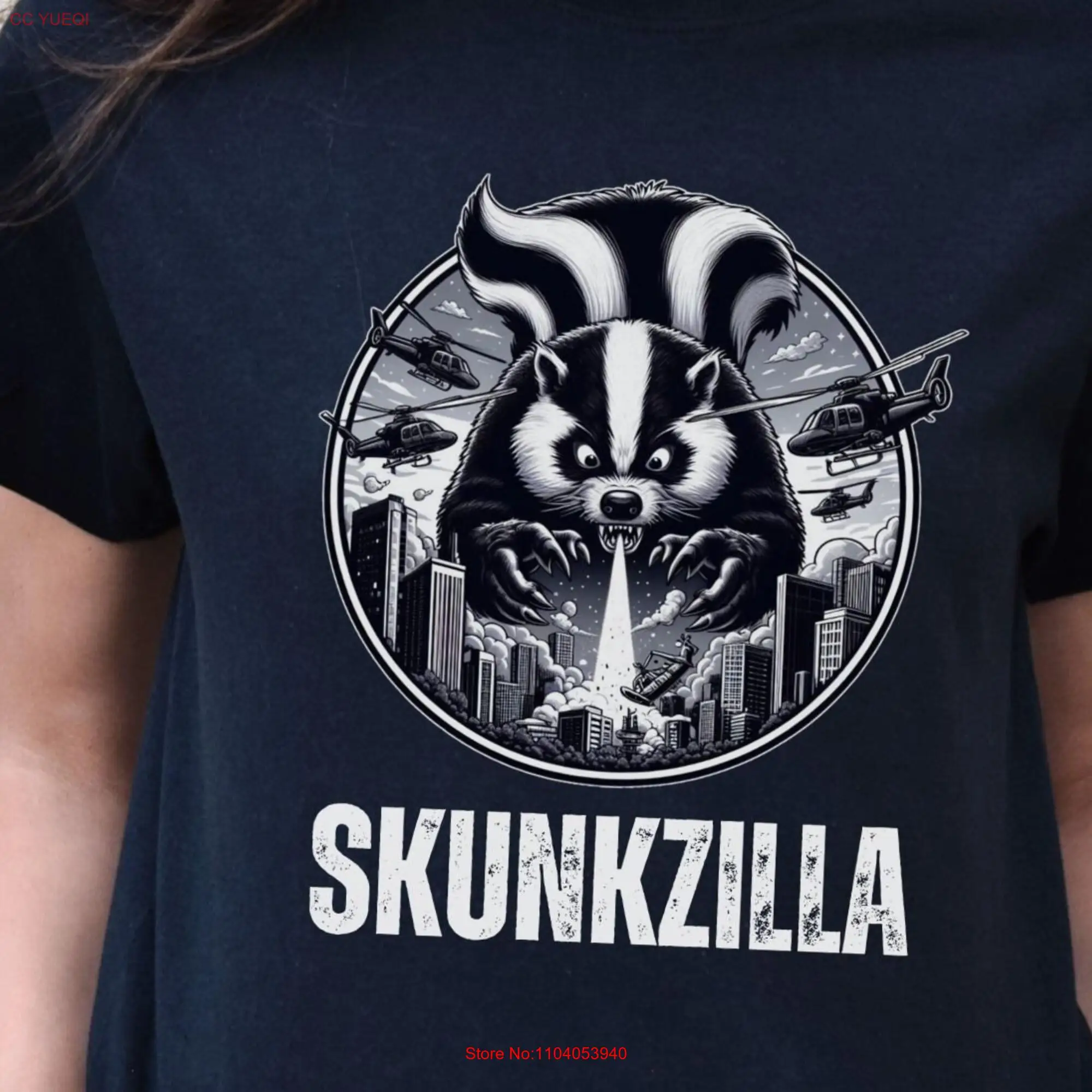 Футболка Skunk Zilla с изображением японского монстра забавная уличная кошка SKUNKZILLA
